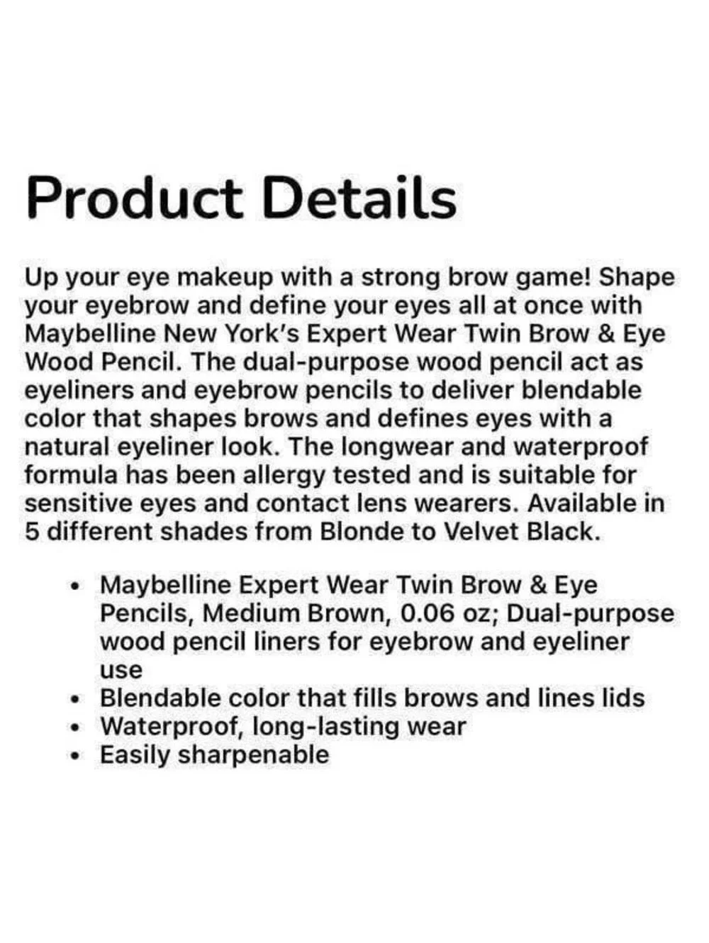 New! Three Packs of Maybelline Expert Wear Twin Eye and Brow Pencils